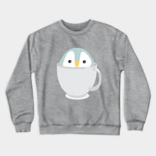Kawaii Cute Baby Penguin in a Cup Kid Design Crewneck Sweatshirt